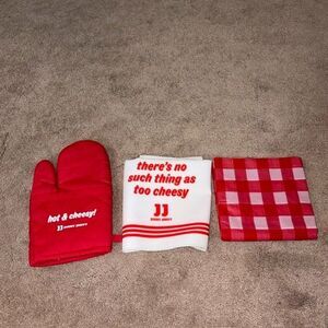 Rare Jimmy Johns Cookout Set Barbecue Oven Mitt Potholder Napkin Tablecloth